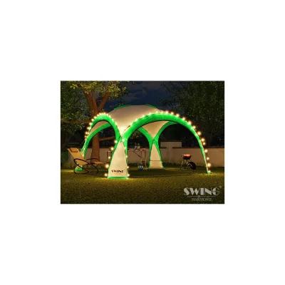 Swing&Harmonie LED Event Pavillon 3,6 x 3,6m DomeShelter Garten Pavillion inkl. Solarmodul Pavilion Designer Gartenzelt Camping Pavilon Partyzelt mit Beleuchtung - versch. Ausführungen