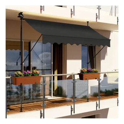 Swing&Harmonie LED - Markise mit Kurbel Klemmmarkise Balkonmarkise mit Beleuchtung und Solarmodul Fallarm Markise Sonnenschutz Terrasse Balkon - versch. Ausführungen