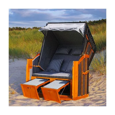 Swing&Harmonie LED - Strandkorb XXL - 118cm inkl. Abdeckcover Volllieger Ostsee Sonneninsel Rattan Möbel Polyrattan - versch. Ausführungen