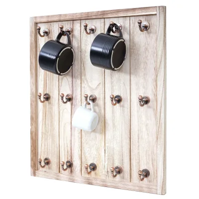 Tassenhalter Monaco, Hängeregal Tassenbrett Wandboard, Shabby-Look Vintage 50x45x5cm ~ natur