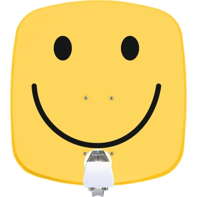 TechniSat DIGIDISH 45   Sat-Schüssel mit Twin-LNB & Wandhalterung, 2 TN gelb mit smiley