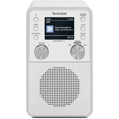 TechniSat DIGITRADIO 317 - 3 Watt DAB+ UKW Radio mit Bluetooth, Wecker, Sleeptimer, Farbdisplay weiß