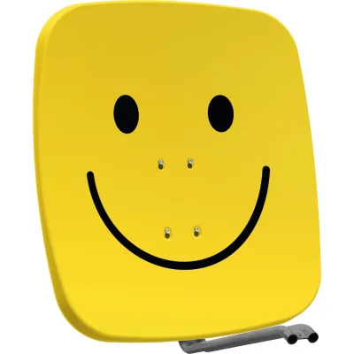 TechniSat SATMAN 65 PLUS, 65 cm SAT-Spiegel ohne LNB (für UNYSAT LNB) gelb mit smiley
