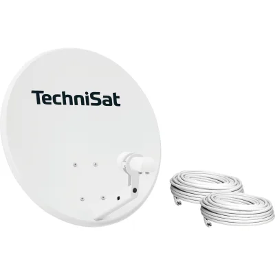 TechniSat TECHNITENNE 60 - SAT-Anlage, 60 cm Durchmesser, für 2 Teilnehmer, inkl. Twin-LNB, 2x10m Kabel lichtgrau
