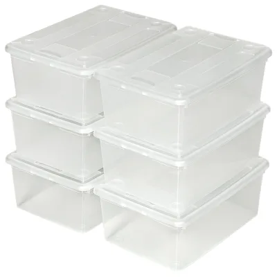 tectake® 12er-Set Schuhbox, mit Deckel, stapelbar, 33 x 23 x 12 cm