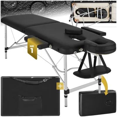 tectake® 2 Zonen Massageliege, Breite 60 cm, Polsterung 4 cm, mit Aluminiumgestell, 205 x 95 x 89 cm