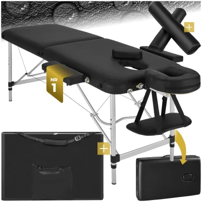 tectake® 2 Zonen Massageliege-Set, Breite 61 cm, Polsterung 4 cm, mit Aluminiumgestell, 210 x 95 x 89 cm