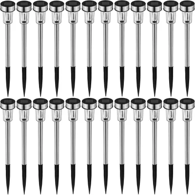 tectake® 24-er Set LED-Solarlampen, kaltweiß, mit Erdspieß, 4,7 x 37 cm