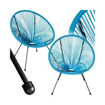 tectake® 2er Set Gartenstuhl, Retro-Design im Acapulco-Stil, filigranes Gestell, Belastbarkeit 120 kg, 70,5 x 69 x 78 cm