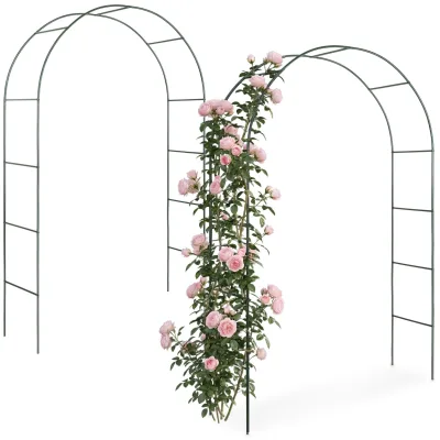 tectake® 2er-Set Rosenbogen, aus Stahl, stabiler Halt, 140 x 40 x 240 cm