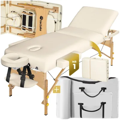 tectake® 3 Zonen Massageliege, Breite 70 cm, Polsterung 10 cm, mit Holzgestell, 218 x 102 x 90 cm