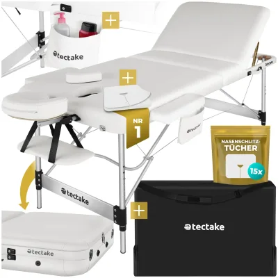 tectake® 3 Zonen Massageliege, Breite 70 cm, Polsterung 5 cm, mit Aluminiumgestell, 212 x 103 x 90 cm