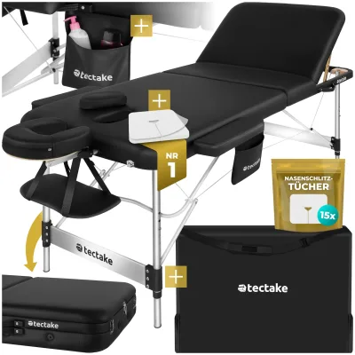 tectake® 3 Zonen Massageliege, Breite 78 cm, Polsterung 5 cm, mit Aluminiumgestell, 212 x 108 x 90 cm