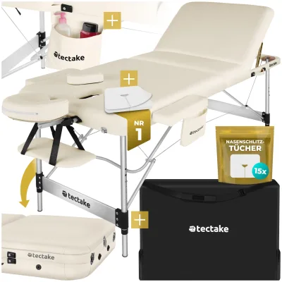 tectake® 3 Zonen Massageliege, Breite 78 cm, Polsterung 5 cm, mit Aluminiumgestell, 212 x 108 x 90 cm