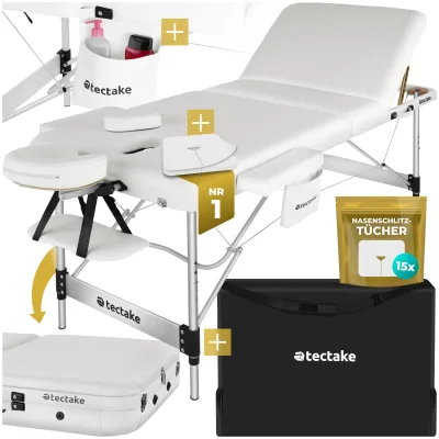 tectake® 3 Zonen Massageliege, Breite 78 cm, Polsterung 5 cm, mit Aluminiumgestell, 212 x 108 x 90 cm