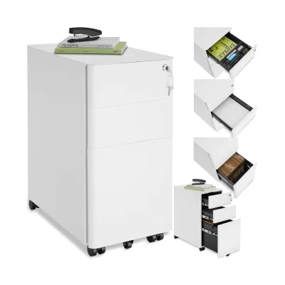 tectake® Aktenrollschrank, aus pulverbeschichtetem Stahl, herausnehmbarer Einsatz für Schreibutensilien, 30 x 50 x 59,5 cm