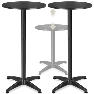 tectake® Aluminium-Bistrotisch, wetterfest, klappbar, Zementsockel, Belastbarkeit 60 kg, höhenverstellbare Kunststofffüße