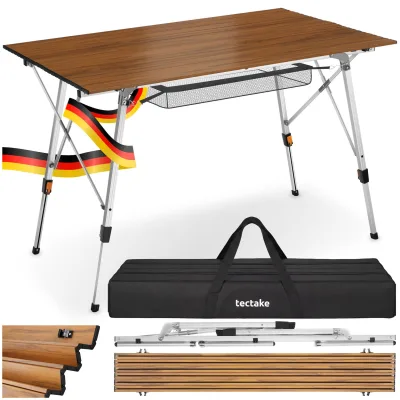 tectake® Aluminium Campingtisch, faltbar, höhenverstellbar, 90 x 52 x 47 - 70 cm