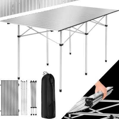 tectake® Aluminium Campingtisch, klappbar, bodenschonende Kunststoffkappen, 140 x 70 x 70 cm