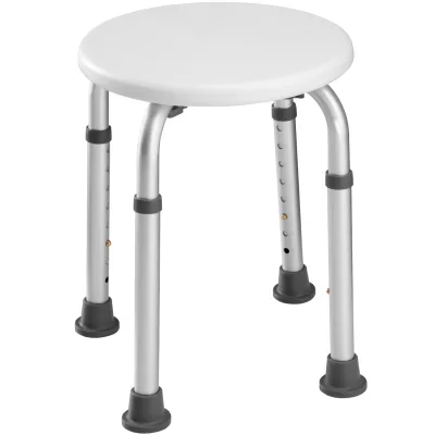 tectake® Aluminium Duschhocker, mit Teleskopbeinen, rutschfeste Gummifüße, 31 x 36 - 54 cm