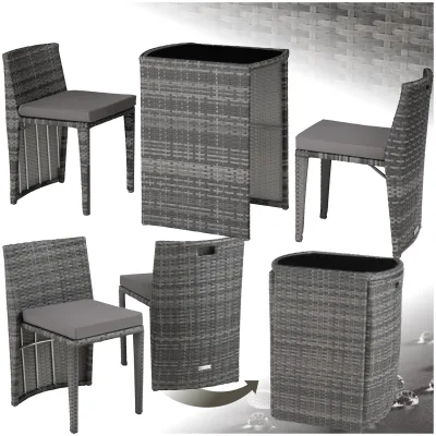 tectake® Aluminium Rattanset, wetterfest und UV-beständig, mit Sicherheitsglasplatte, kein Aufbau