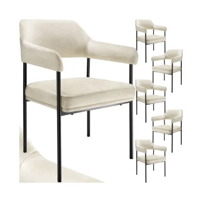 tectake® Armlehnstuhl, gepolstert, schlanke, pulverbeschichtete Stahlbeine, 58 x 62 x 85 cm