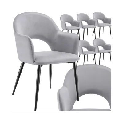 tectake® Armlehnstuhl, in Samtoptik, gepolstert, pulverbeschichtete Stahlbeine, 57 x 61,5 x 87,5 cm