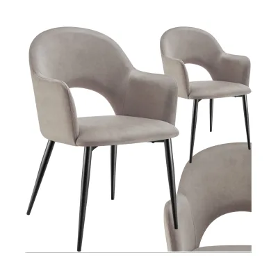 tectake® Armlehnstuhl, in Samtoptik, gepolstert, pulverbeschichtete Stahlbeine, 57 x 61,5 x 87,5 cm