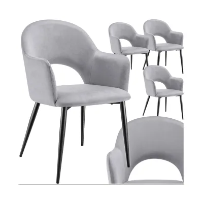 tectake® Armlehnstuhl, in Samtoptik, gepolstert, pulverbeschichtete Stahlbeine, 57 x 61,5 x 87,5 cm
