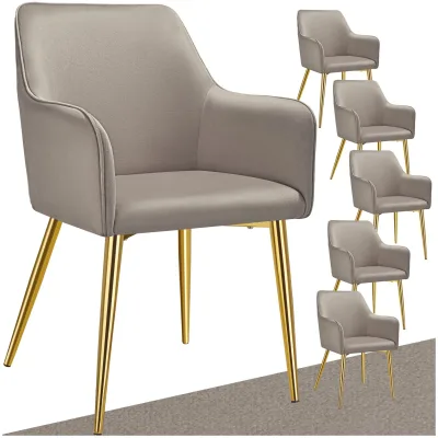 tectake® Armlehnstuhl, in Samtoptik, gepolstert, schlanke, pulverbeschichtete Stahlbeine, 55 x 63,5 x 86,5 cm
