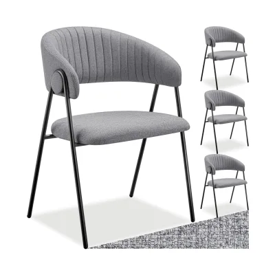 tectake® Armlehnstuhl, Webstoff, gepolstert, schlanke Stahlbeine, 60 x 58 x 85 cm