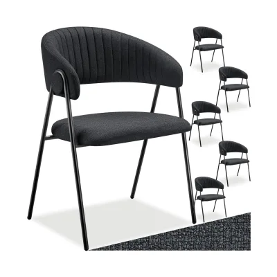 tectake® Armlehnstuhl, Webstoff, gepolstert, schlanke Stahlbeine, 60 x 58 x 85 cm