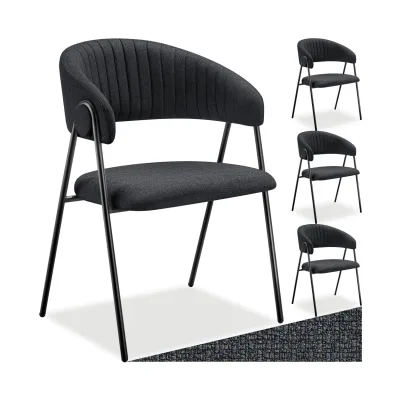 tectake® Armlehnstuhl, Webstoff, gepolstert, schlanke Stahlbeine, 60 x 58 x 85 cm