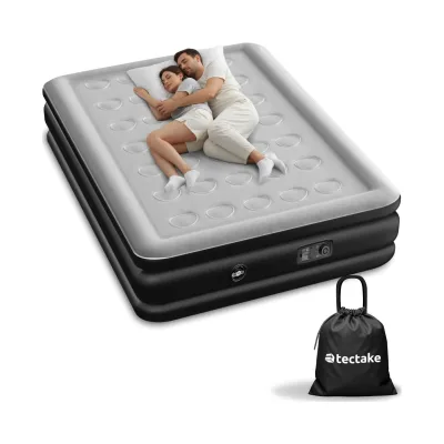 tectake® Aufblasbare Matratze, für 1 oder 2 Personen, ergonomisches Luftsäulensystem, inkl. manuellem Ventil und Tragebeutel