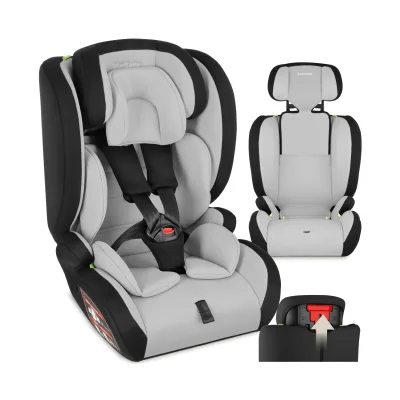 tectake® Autositz, i-Size Zulassung, mit Seitenaufprallschutz, längenverstellbarer 5-Punkt-Gurt, höhenverstellbare Kopfstütze, von 76 bis 150 cm, Belastbarkeit 36 kg