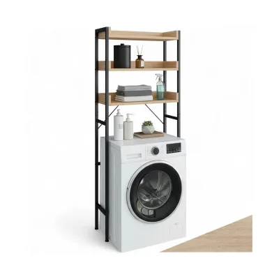 tectake® Badezimmerregal, Industrial Style, mit 3 Ablagen, inklusive Kippschutz