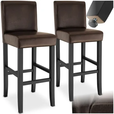 tectake® Barhocker, gepolstert mit Rückenlehne, Stuhlbeine aus Massivholz, Sitzhöhe 76 cm