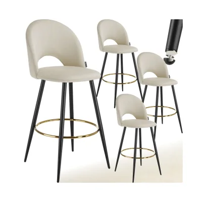 tectake® Barstuhl, in Samtoptik, gepolstert, pulverbeschichtete Stahlbeine, 49 x 58 x 110 cm, Belastbarkeit 120 kg