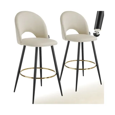 tectake® Barstuhl, in Samtoptik, gepolstert, pulverbeschichtete Stahlbeine, 49 x 58 x 110 cm, Belastbarkeit 120 kg