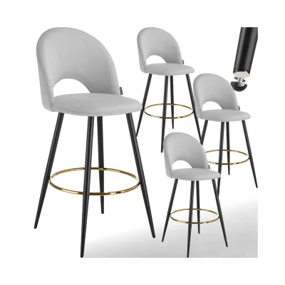 tectake® Barstuhl, in Samtoptik, gepolstert, pulverbeschichtete Stahlbeine, 49 x 58 x 110 cm, Belastbarkeit 120 kg