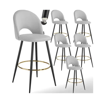 tectake® Barstuhl, in Samtoptik, gepolstert, pulverbeschichtete Stahlbeine, 49 x 58 x 110 cm, Belastbarkeit 120 kg