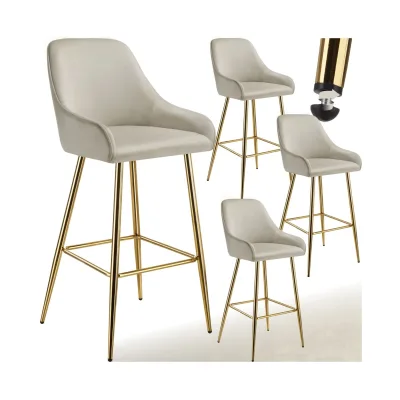 tectake® Barstuhl, in Samtoptik, gepolstert, schlanke, robuste Stahlbeine, 48,5 x 57 x 108 cm, Belastbarkeit 120 kg