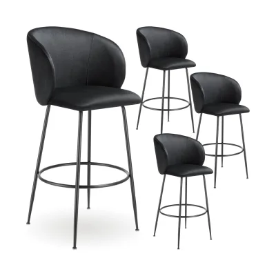 tectake® Barstuhl, in Samtoptik, gepolstert, schlanke, robuste Stahlbeine, 51 x 60 x 106 cm, Belastbarkeit 120 kg