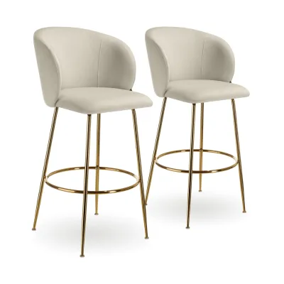 tectake® Barstuhl, in Samtoptik, gepolstert, schlanke, robuste Stahlbeine, 51 x 60 x 106 cm, Belastbarkeit 120 kg