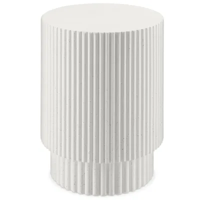 tectake® Beistelltisch, Betonoptik, rund, mit vertikaler Rillenstruktur, feine Sprenkelung, Ø 38 x 51 cm