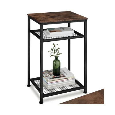 tectake® Beistelltisch, Industrial Style, mit 2 Gitterablagen, 45,5 x 36 x 75,5 cm