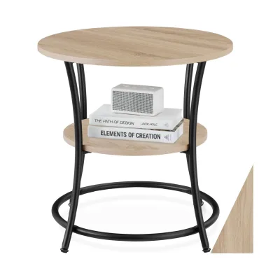 tectake® Beistelltisch, Industrial Style, rund, mit 2 Ablagen, 55 x 56 cm