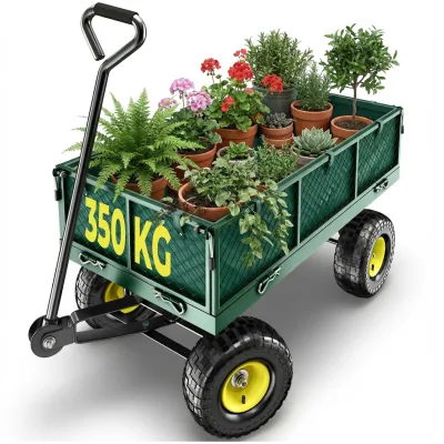 tectake Bollerwagen Grün 51x56x113 cm
