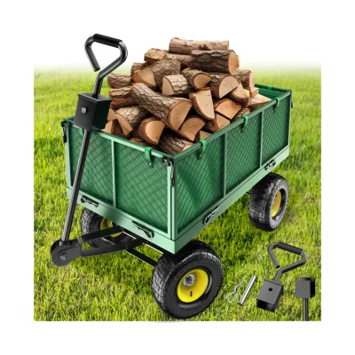 tectake® Bollerwagen, mit klappbaren Seitenwänden, leichtgängige Lenkachse mit gepolstertem Griff, Belastbarkeit 550 kg