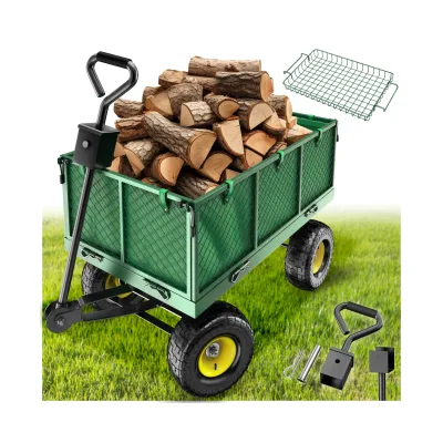 tectake® Bollerwagen, mit klappbaren Seitenwänden, leichtgängige Lenkachse mit gepolstertem Griff, Belastbarkeit 550 kg